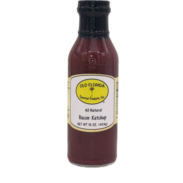 Bacon Ketchup in a glass bottle from Old Florida Gourmet